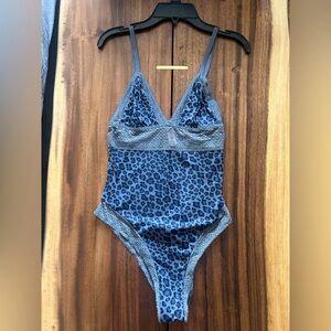 NWT blue cheetah print Victoria’s Secret bodysuit small